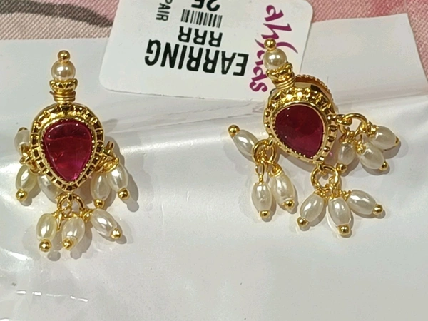 Stone Earrings  - Red
