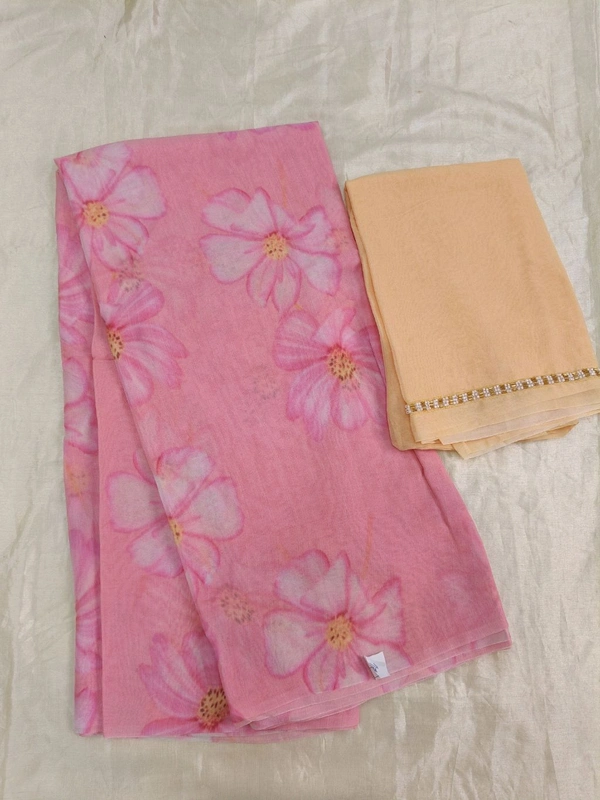 Georgette with digital print - pink 20