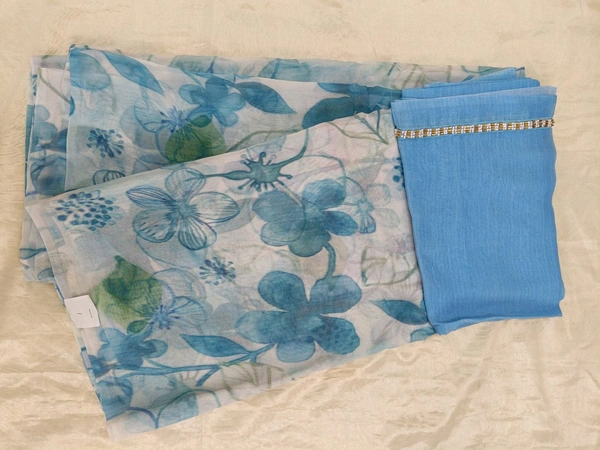 Georgette with digital print - blue 1