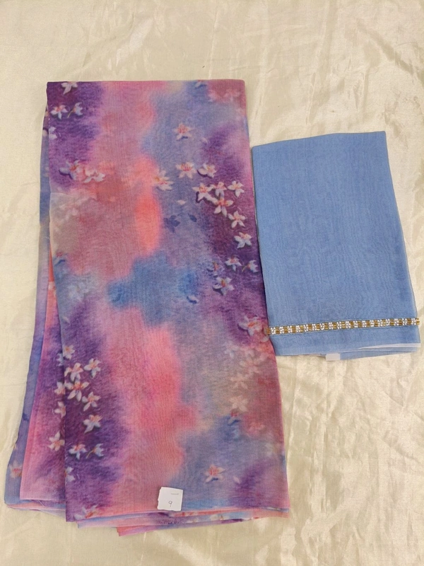 Georgette with digital print - purple red 9