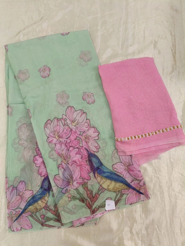 Georgette with digital print - green 10