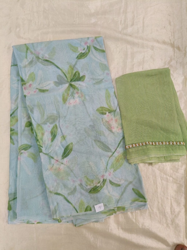 Georgette with digital print - sea green 14