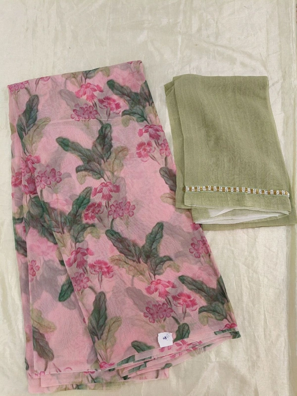 Georgette with digital print - tickle pink 17