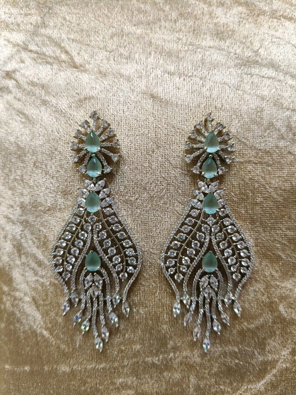 Diamond Earrings  - Mint Green