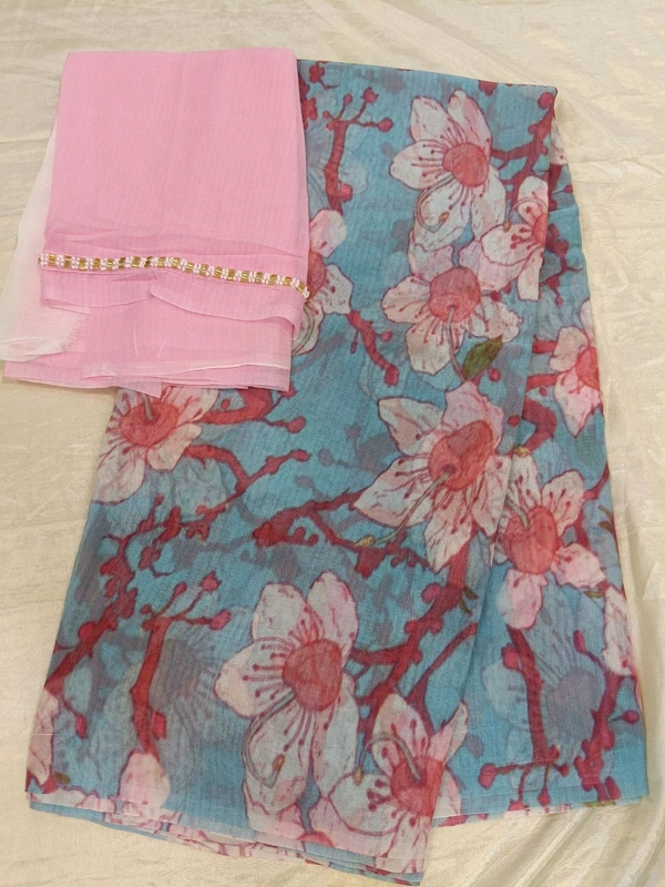 Georgette with digital print - bule 23