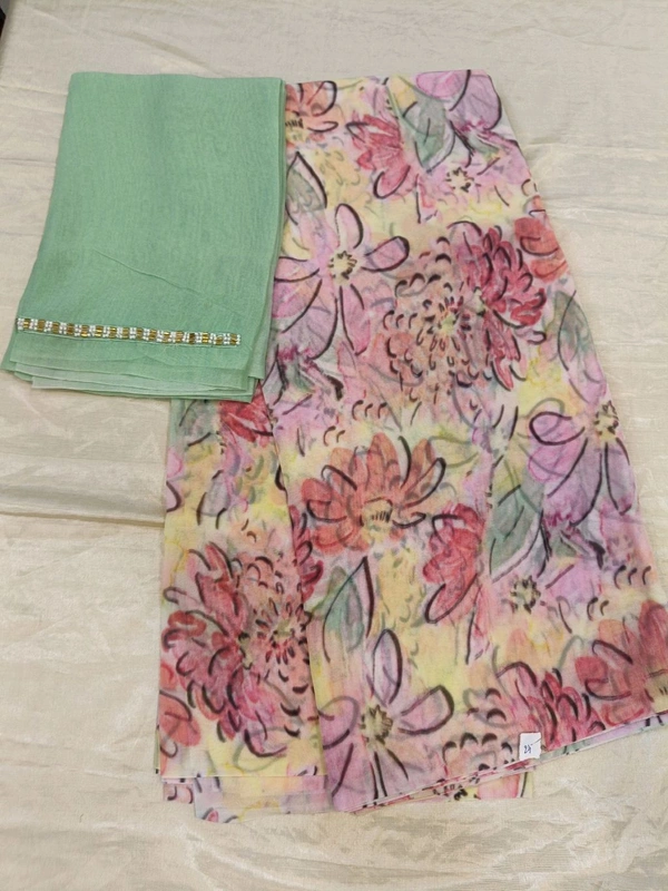 Georgette with digital print - Blush Pink 24