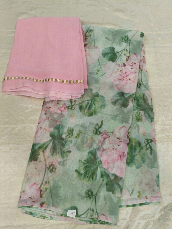 Georgette with digital print - green 26