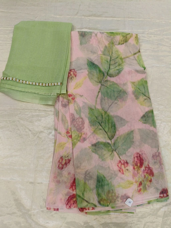 Georgette with digital print - pink 27