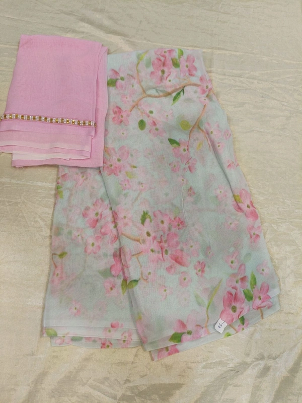 Georgette with digital print - White 28