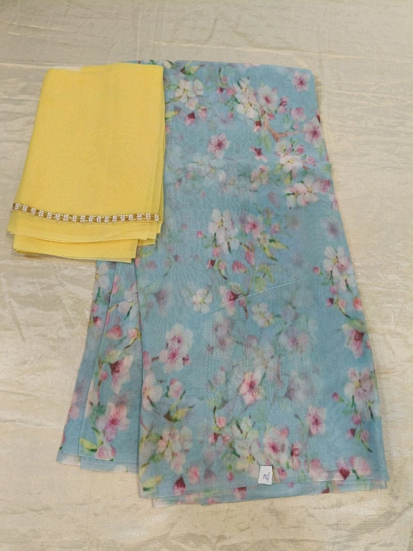 Georgette with digital print - blue 31