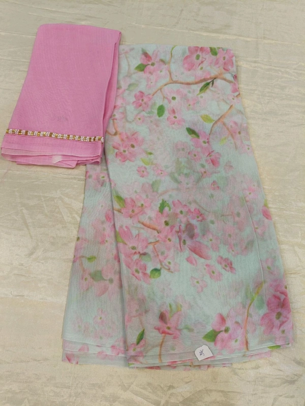 Georgette with digital print - White 32