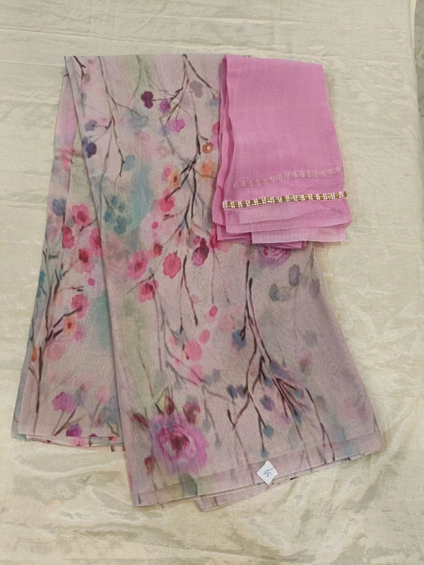 Georgette with digital print - Thistle 35