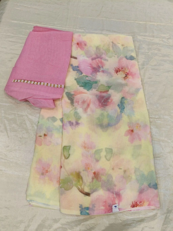 Georgette with digital print - Yellow 36