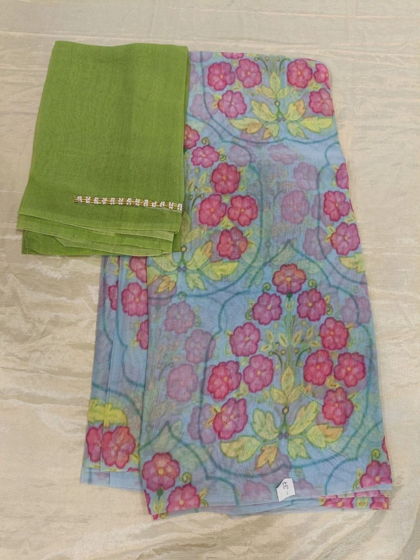 Georgette with digital print - Blue 37