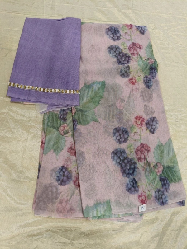 Georgette with digital print - Blue 38