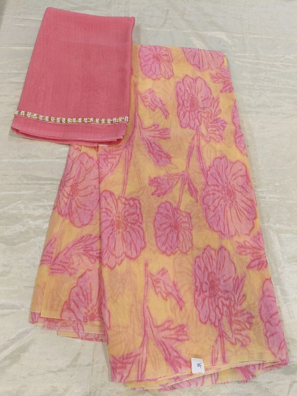 Georgette with digital print - Web Orange 40