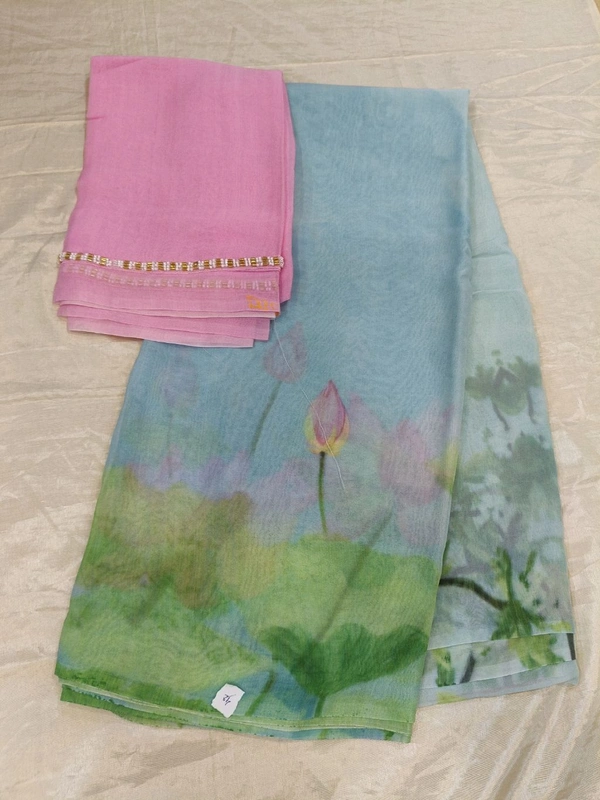 Georgette with digital print - Green 42