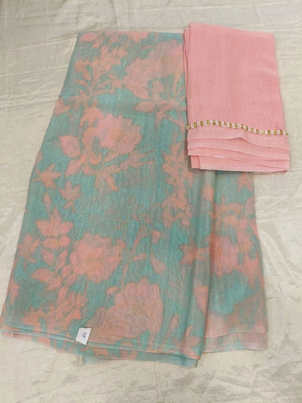Georgette with digital print - green 45