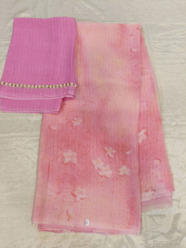 Georgette with digital print - Peach 46
