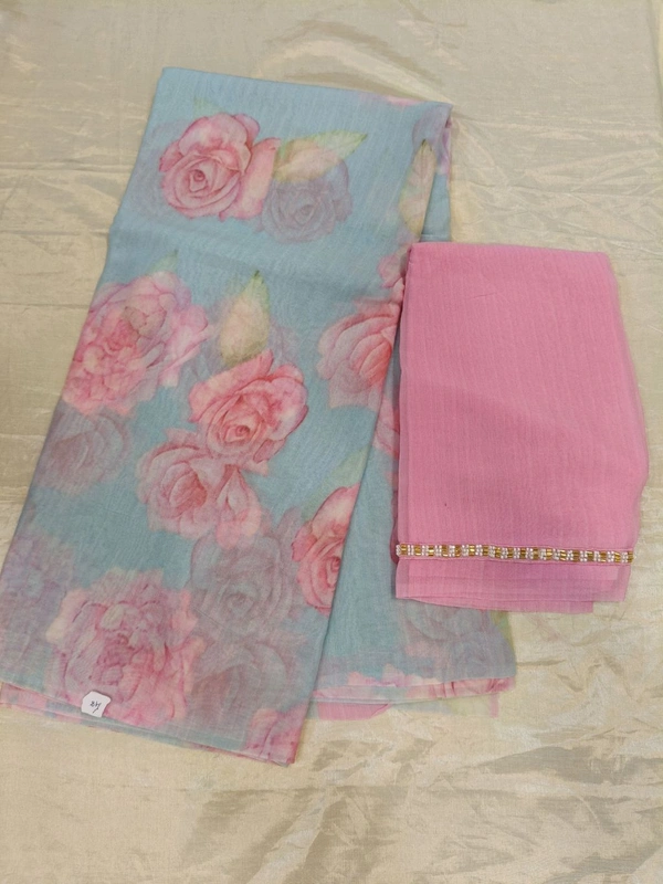 Georgette with digital print - Blue 48
