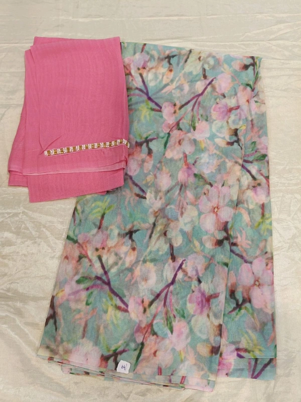 Georgette with digital print - Green 49