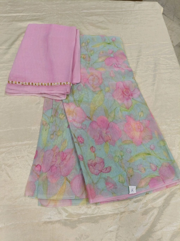 Georgette with digital print - Pink 39