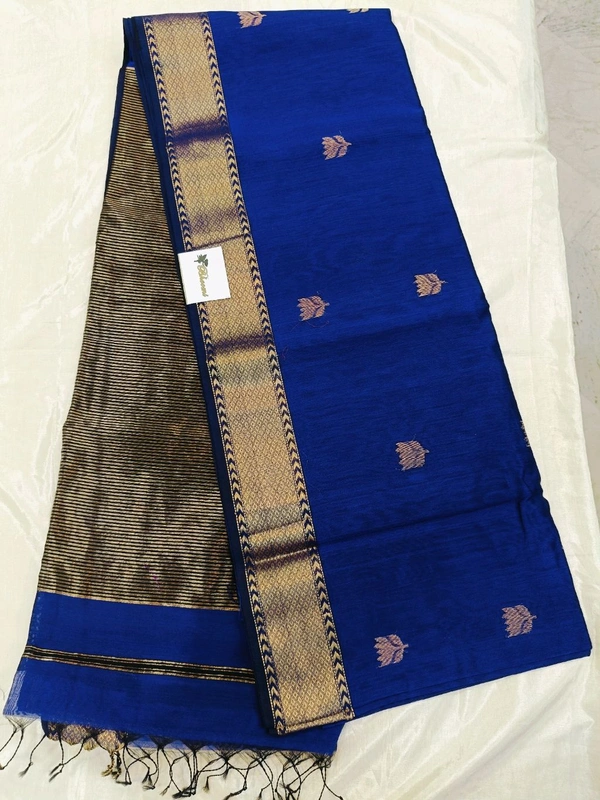 pure handloom maheswari - Navy Blue