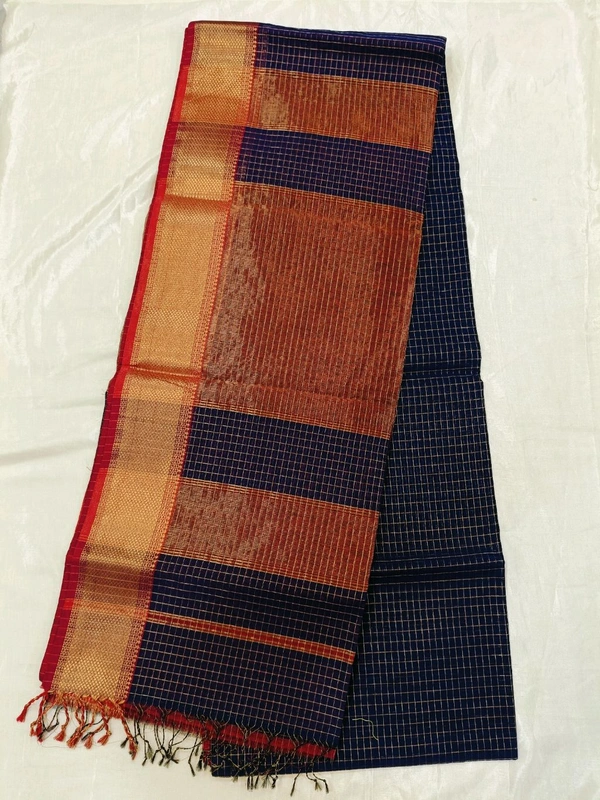 pure handloom maheswari - Pigment Indigo