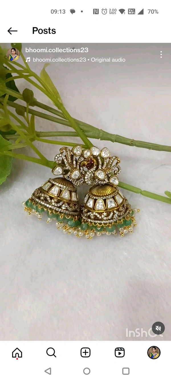 Victorian Jhumkas - Japanese Laurel