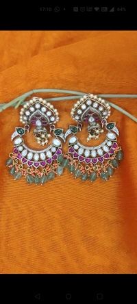 Party Wear Chandbalis With Kundans And Mossanites