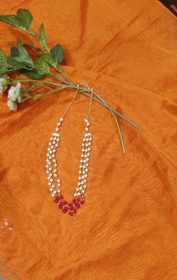 3 Step Kattutheega Mala With Swarovski And Pink Czs