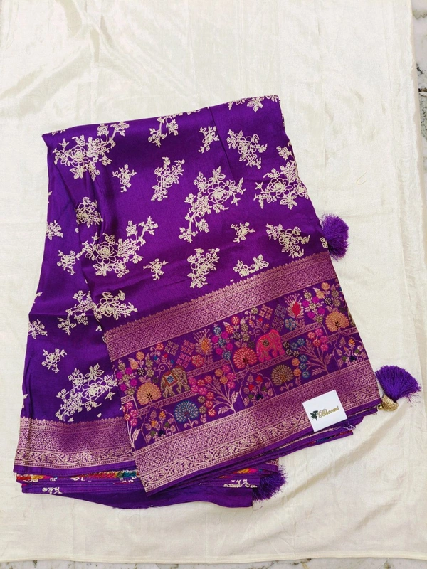 Pure Munga Meenakari - Electric Violet