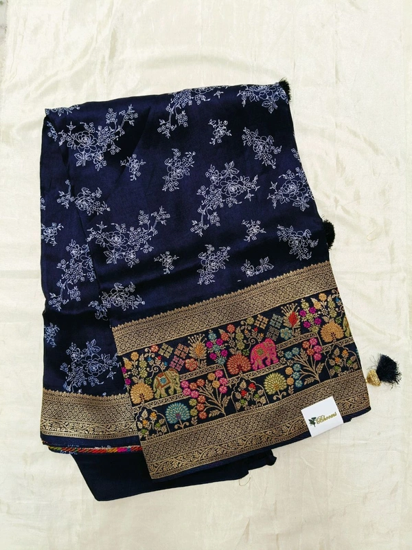Pure Munga Meenakari - Navy Blue