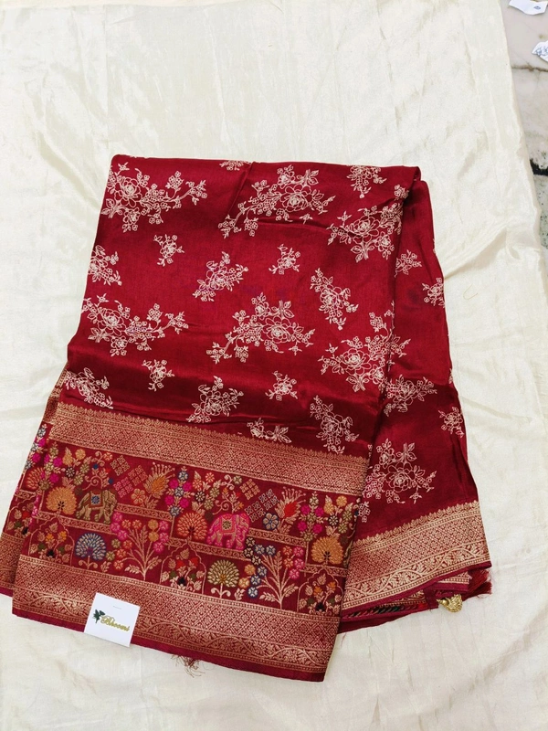 Pure Munga Meenakari - solid red