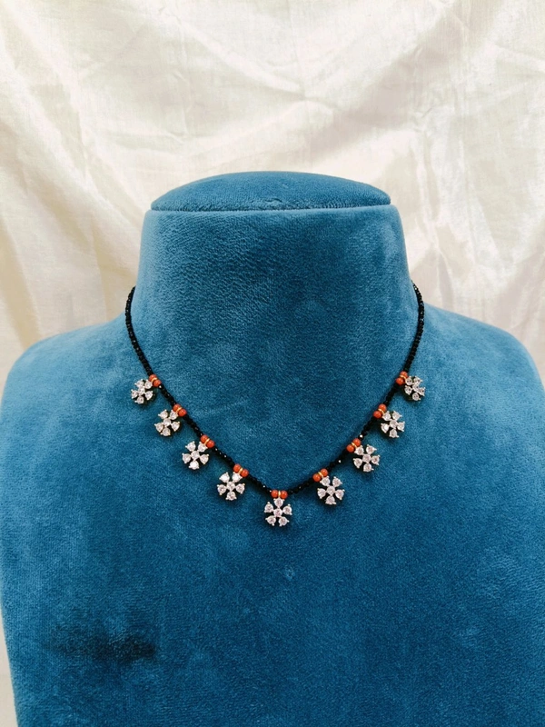 Diamond Copy Black Beads - Cut Crystals With Flower Pendants - Pre Order, 15 Days