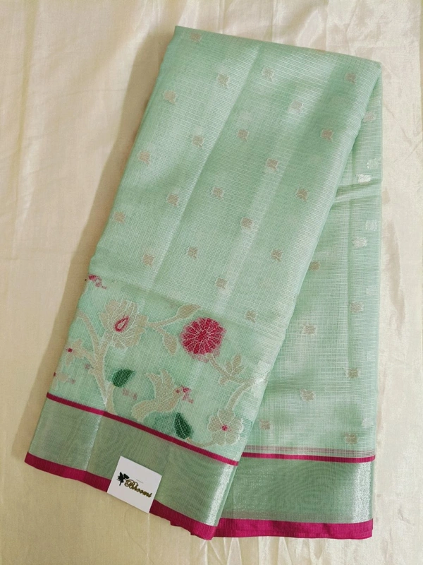 Silk Kota Saree - Mint Green