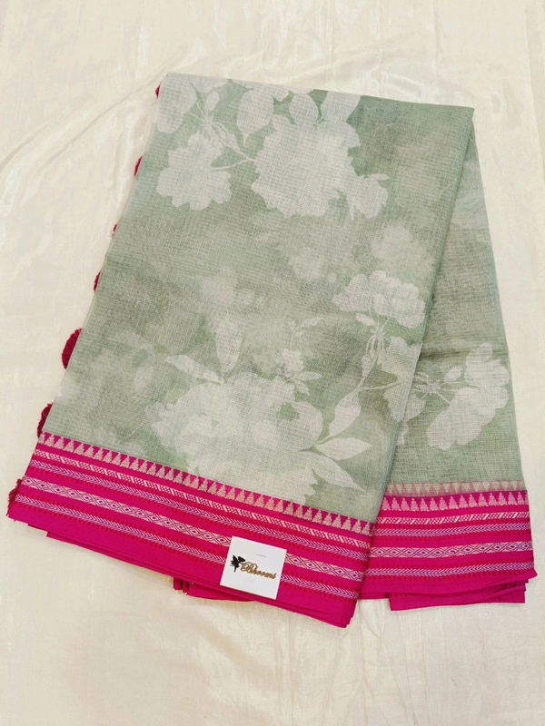Pure Kota Vidarbha Boarder - teal green