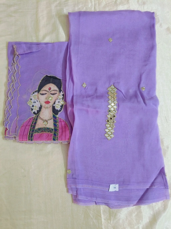 Pure Organza 2 Peice Dress Material - violet 8