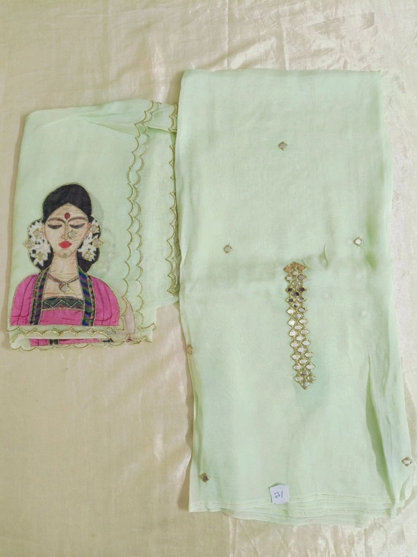 Pure Organza 2 Peice Dress Material - mint green 21