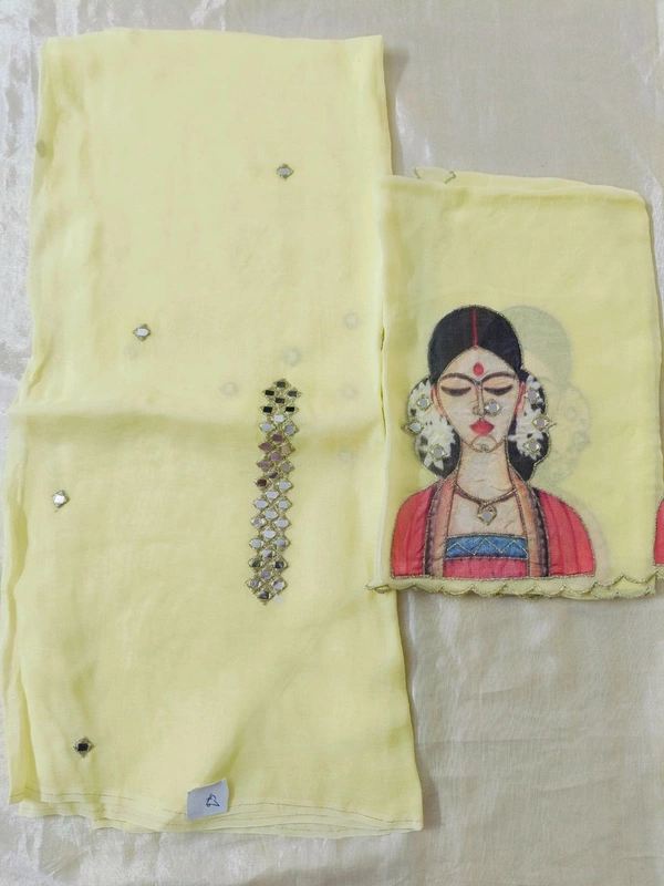 Pure Organza 2 Peice Dress Material - laser lemon 23