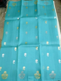 pure handloom kora - sky blue