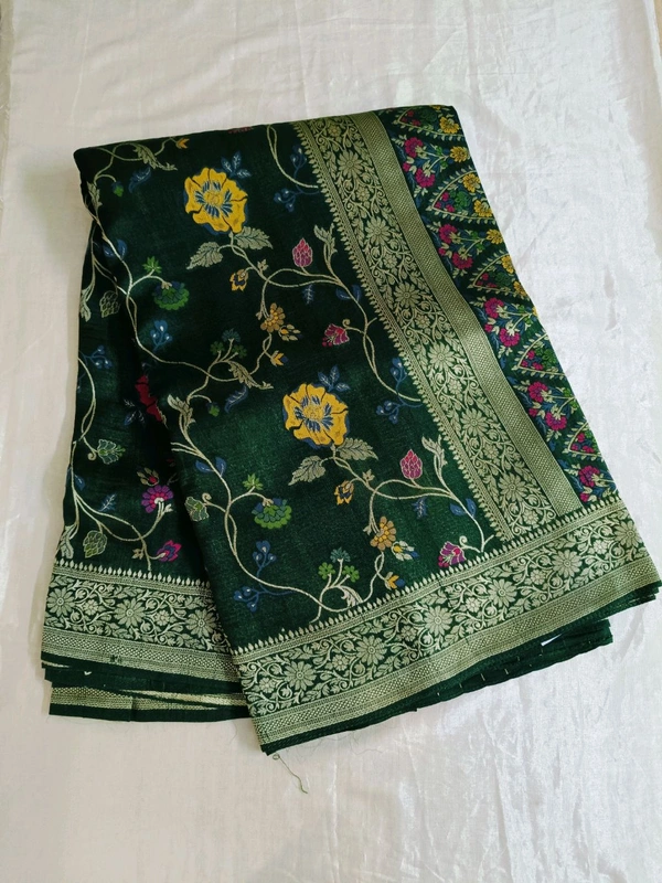 tusser georgette - green