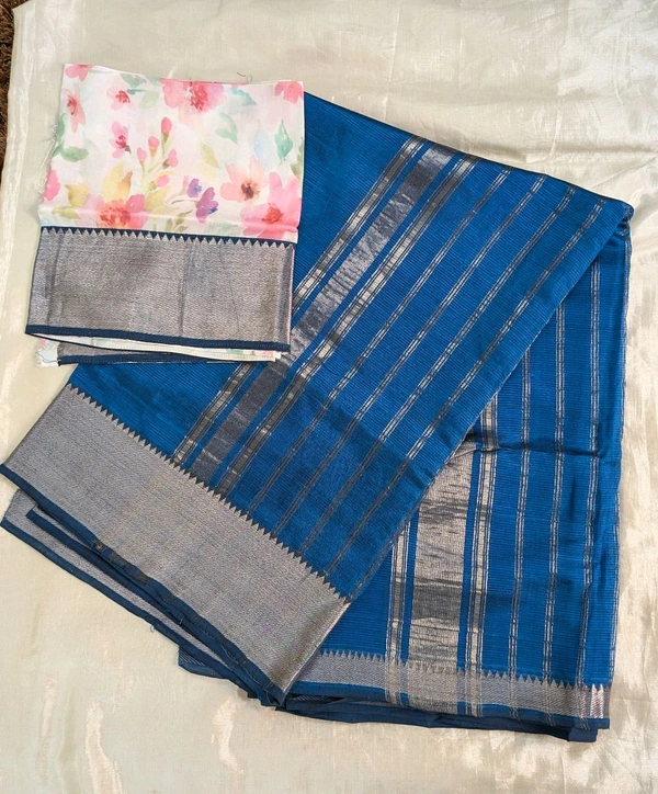 pure handloom mangalagiri - royal blue