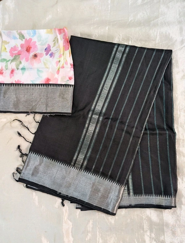 pure handloom mangalagiri - Black