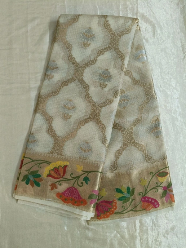 pure Handloom Silk Kota - Cream