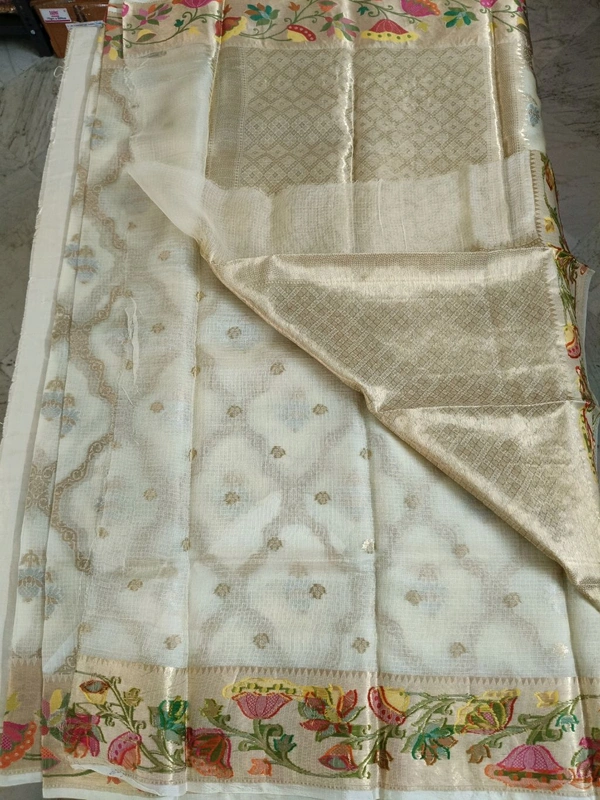 pure Handloom Silk Kota - Cream