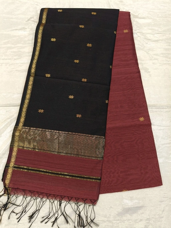 Pure Handloom Maheswari - Maroon