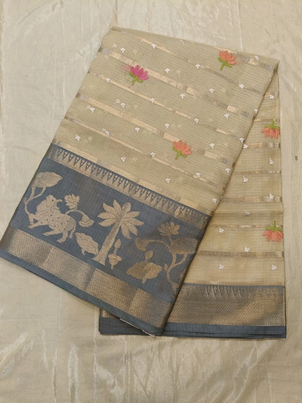 Silk Kota Work - cream