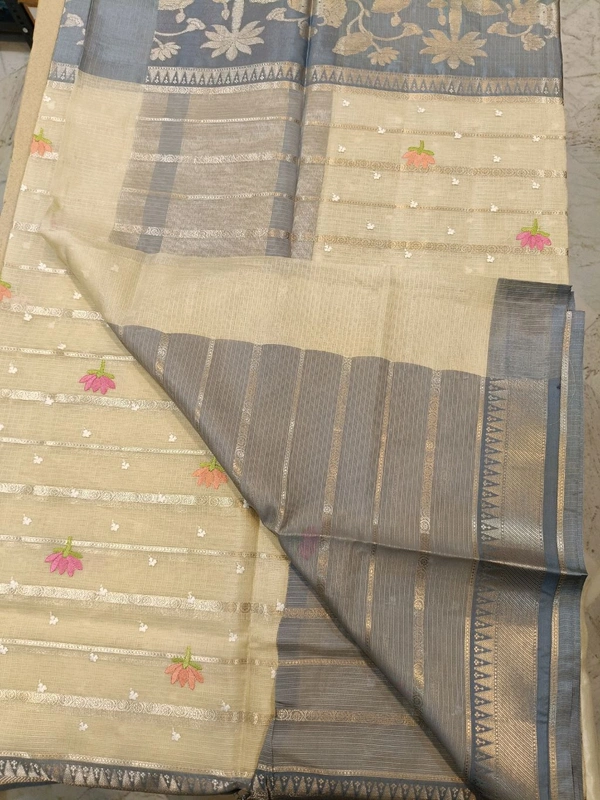 Silk Kota Work - cream