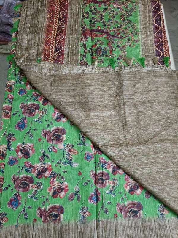 chanderi kantha - green